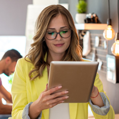 Woman looking at her account online